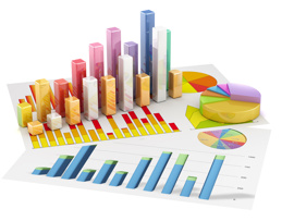 Dreidimensionale Illustration von Statistik/Diagramm